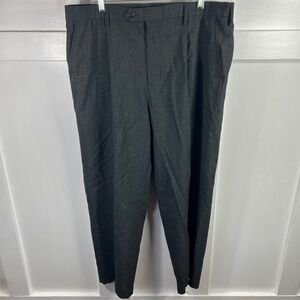 Andrew Fezza FEZZA Charcoal Gray Wool Blend Dress Pants Mens 40x30 Flat Front